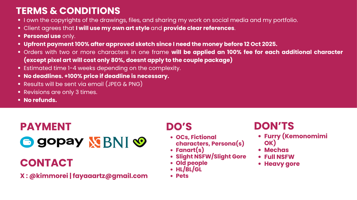 [⟳+♡ appreciated!]
URGENT COMMISSION‼️

due to a miscommunication between my uni's admins, i am forced to pay IDR2.6 mil immediately in order to defend my thesis, instead of the originally proposed waiver we agreed on a month ago. 

#commissionsopen #zonauang #artidn