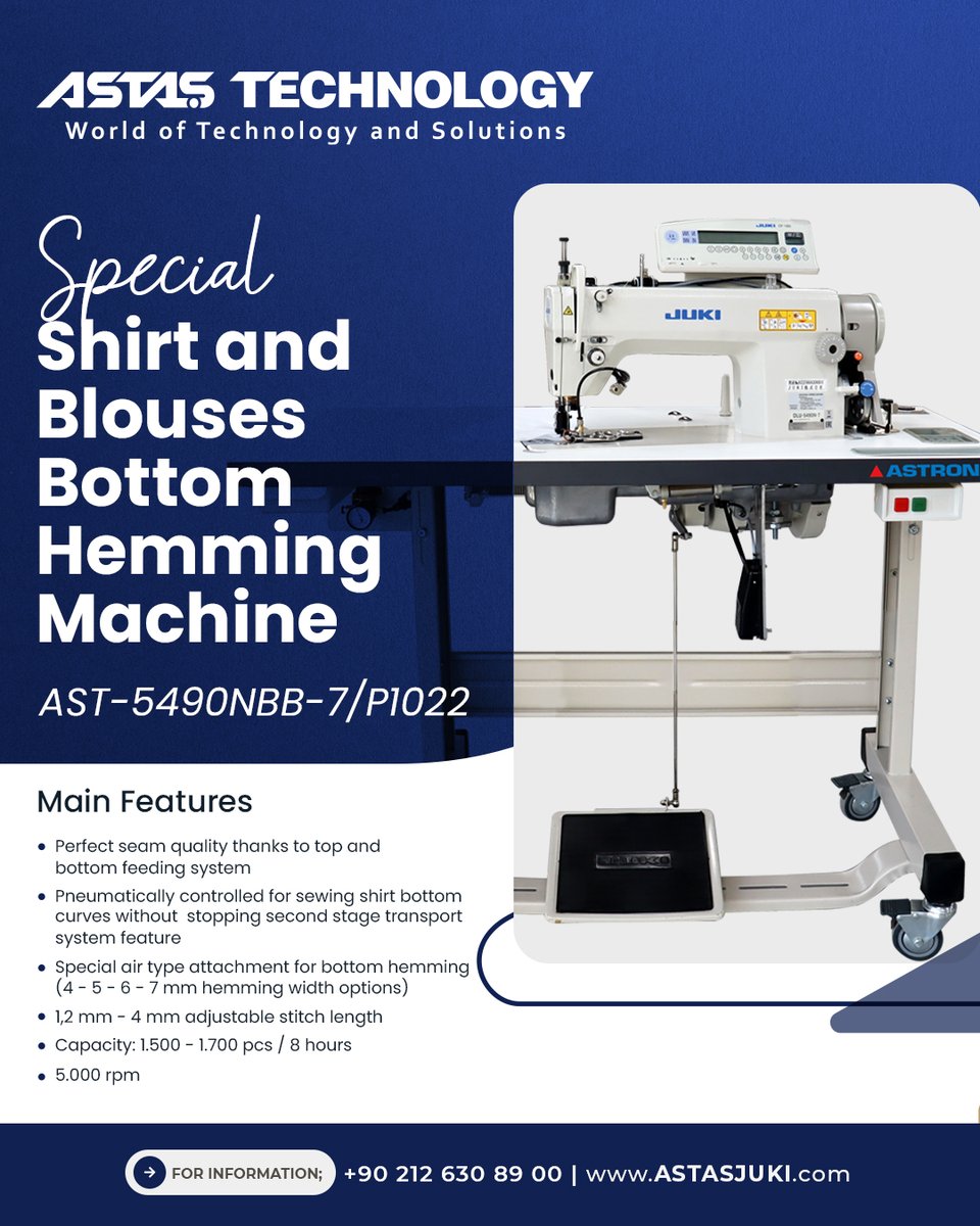 AstasTechnology's tweet image. Special Shirt and Blouses Bottom Hemming Machine
🔺AST-5490NBB-7/P1022

For information; +90 212 630 89 00 | astasjuki.com