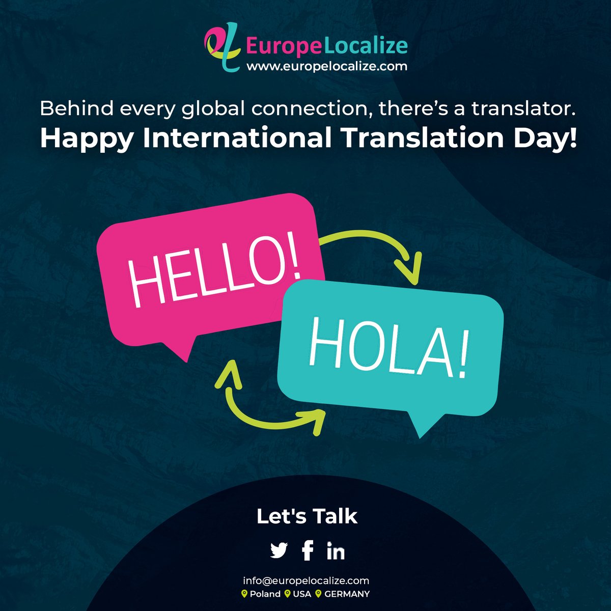 EuropeLocalize's tweet image. 🌍 Today’s about the people who turn words into bridges. Happy #InternationalTranslationDay! 👉 With #EuropeLocalize, your business speaks 260+ languages — and connects everywhere.
europelocalize.com
#localization #translation #languageservices