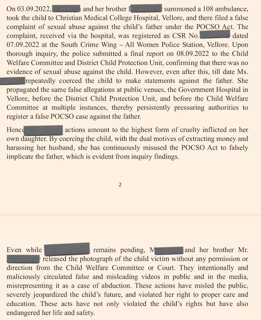 VELLORE : A FATHER WHO JUST WANTS TO MEET HIS CHILD HAS BEEN IMPLICATED IN A FALSE  POCSO CASE THRICE BY MOTHER

The child has been abused, deprived of education &amp; basic care &amp; treated in the most inhuman manner by the mother as stated by CWC but authorities are still sitting