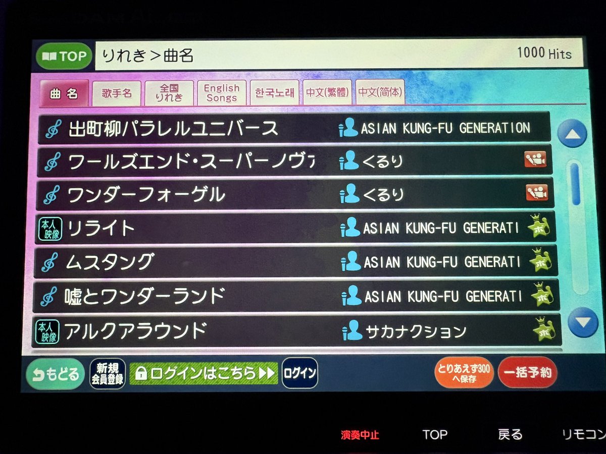 アジカン，サカナ、くるりしか歌いませんでした。