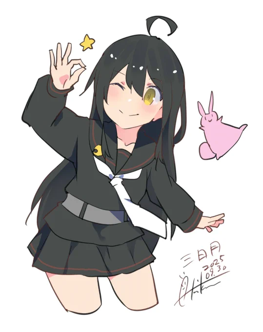 三日月『みっかぁ!』 #艦これ #三日月 #艦これ版深夜の真剣お絵描き60分一本勝負 #艦これ版真剣お絵描き60分一本勝負_20250930
