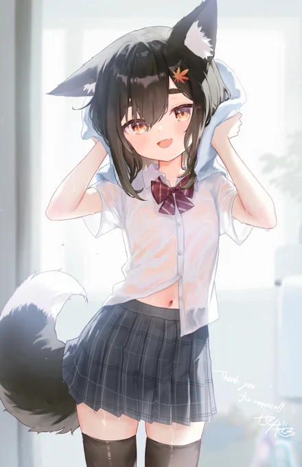 濡れ透け黒髪きつねちゃん