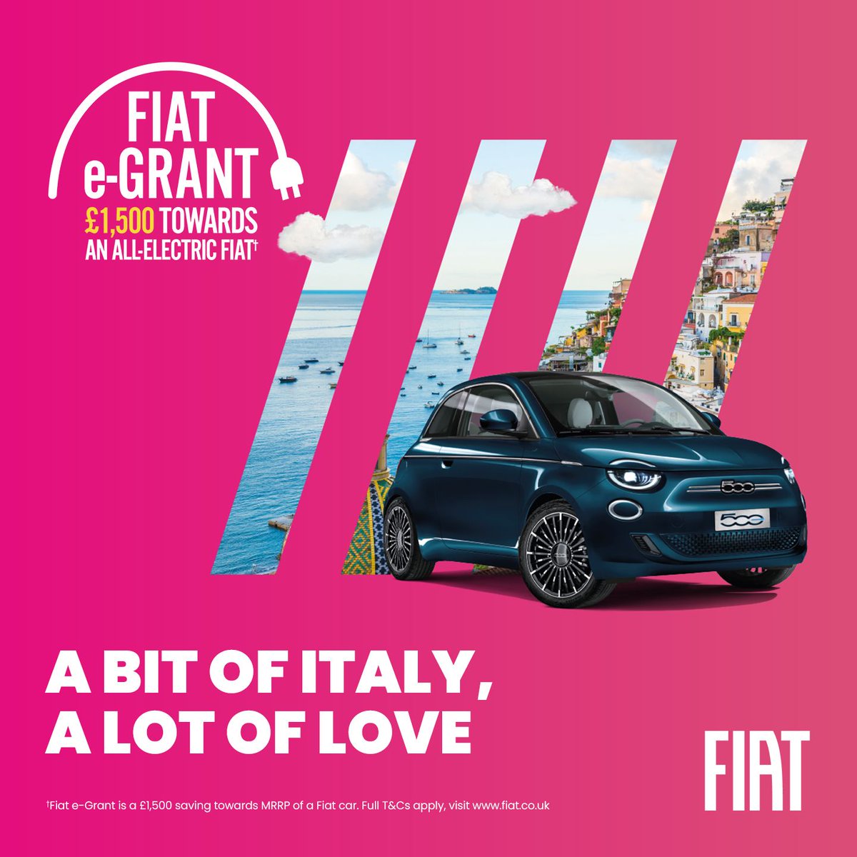 Want a little bit of Italy sat outside your home? (We’re pretty sure the only correct answer is yes 😉)

Great news if you do, as you can get £1,500 towards your new #Fiat500e with the Fiat e-Grant! Head over to our website to find out more &gt; bit.ly/3uYvjzv

#GriffinMill