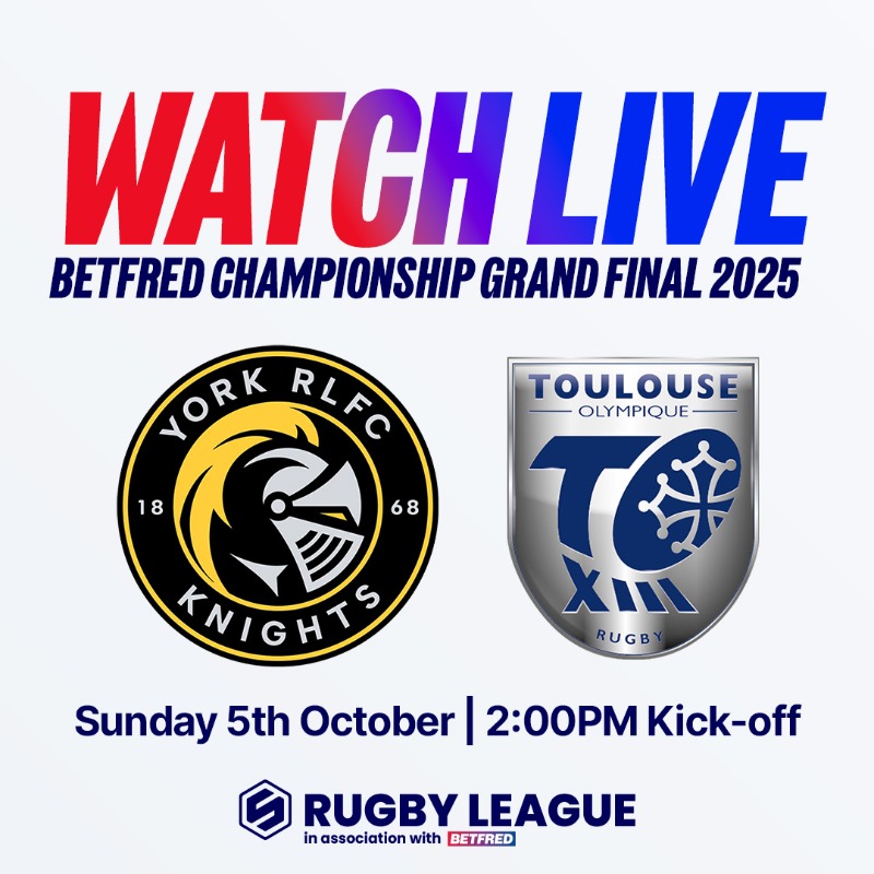 ⚔️ York Knights v Toulouse Olympique 🏉
🏴󠁧󠁢󠁥󠁮󠁧󠁿 England v France 🇫🇷

A Betfred Championship game for the ages... and it's live on the Sportsman Rugby League channel this weekend!

<a href="/Six_Again/">Six_Again</a> | <a href="/TheRFL/">Rugby Football League</a>