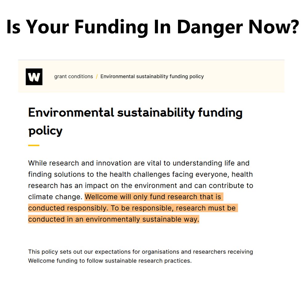 withreadvance's tweet photo. If you work in science, you need to adopt sustainable practices now—otherwise, you may soon lose funding.

2 of the world’s largest funders already require labs to report:
🔹 Cutting plastic waste
🔹 Reducing energy use
🔹 Traveling less

If not, applications won’t be considered https://t.co/NmRxTnxkhf
