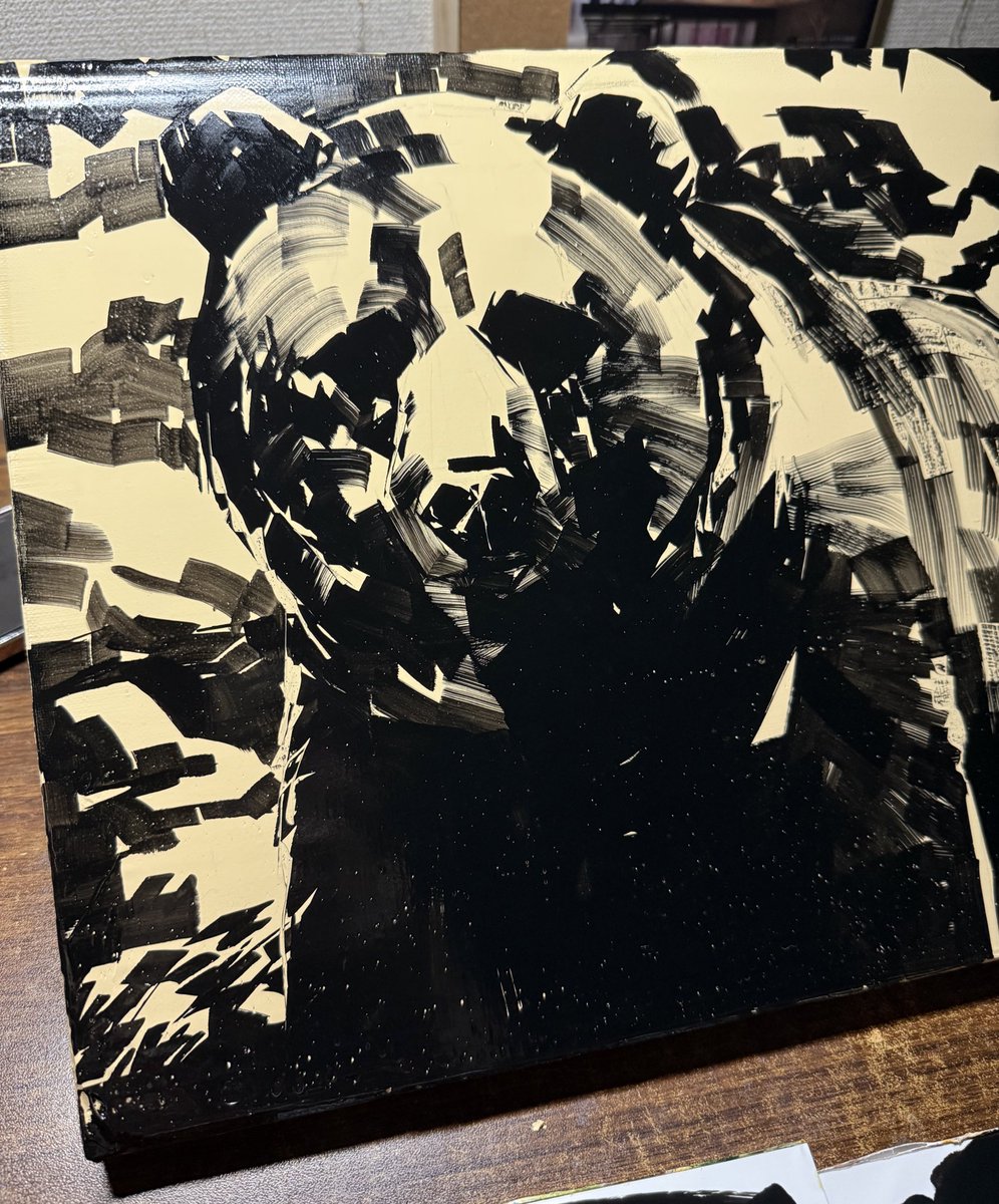 Wip. 鉛筆の跡が残るのが嫌なので、ほとんど
下書きしません。一色の絵の具でザクザク陰影を描き、形を浮き出していく。