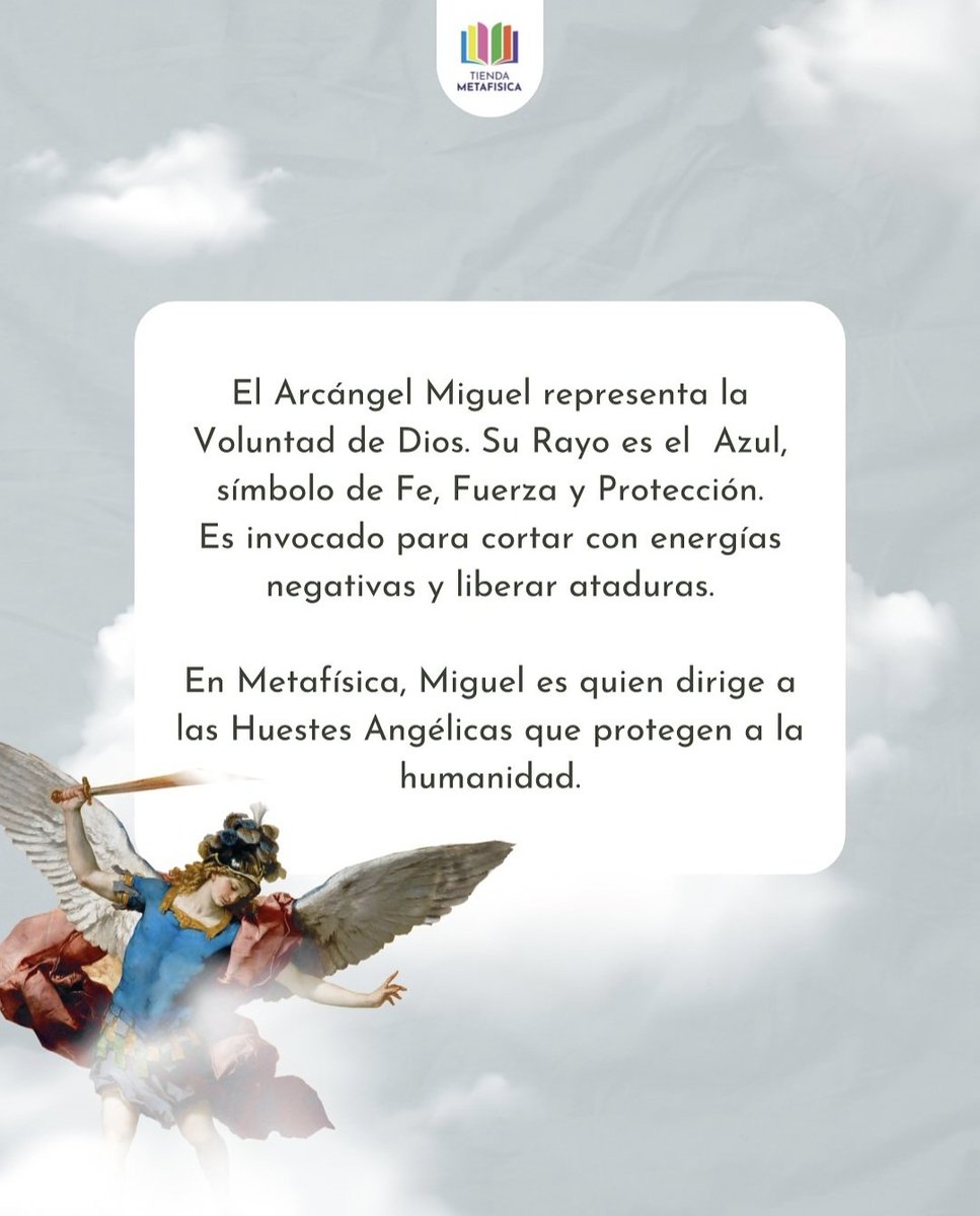 LAMETAFISICA's tweet photo. 29 de septiembre:
"✨ DÍA DEL ARCÁNGEL MIGUEL ✨

Hoy invocamos al Arcángel Miguel, para hacernos portadores de su Espada de Luz Azul, que corta y libera toda atadura que nos impide volar hacia el Reino de Dios 💙 
#ArcángelMiguel #CortaYLibera #YoSoy #Metafísica #EspadaDeLuz" https://t.co/LXJjVHE7Z5