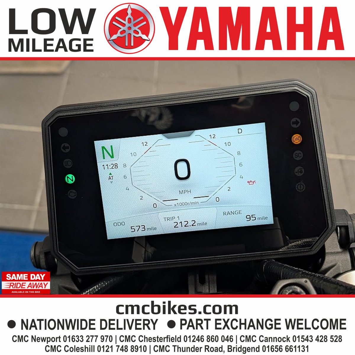 LOW MILEAGE USED YAMAHA

CMC Motorcycles are thrilled to offer this stunning CMC approved low mileage 2025 Yamaha MT-09 Y-AMT. Reserve today with a £100 deposit.

2024, 24' registration, only 573 miles, 2025 Yamaha MT-09 Y-AMT. £8,999.

cmcbikes.com/used-motorcycl…