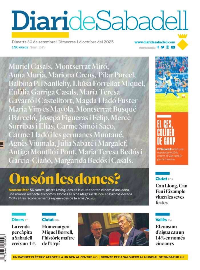 GabrielFerDiaz's tweet photo. El @DiariDeSabadell tracta la situació de les dones al nomenclàtor de #Sabadell. El febrer del 2020 vaig presentar la moció perquè l’estimada #MurielCasals tingués un carrer. CINC anys i, pel que sigui, el govern PSC-Junts no ha estat capaç de fer-ho realitat.

🟨 #AmbSabadell https://t.co/BmFI9DnkJh