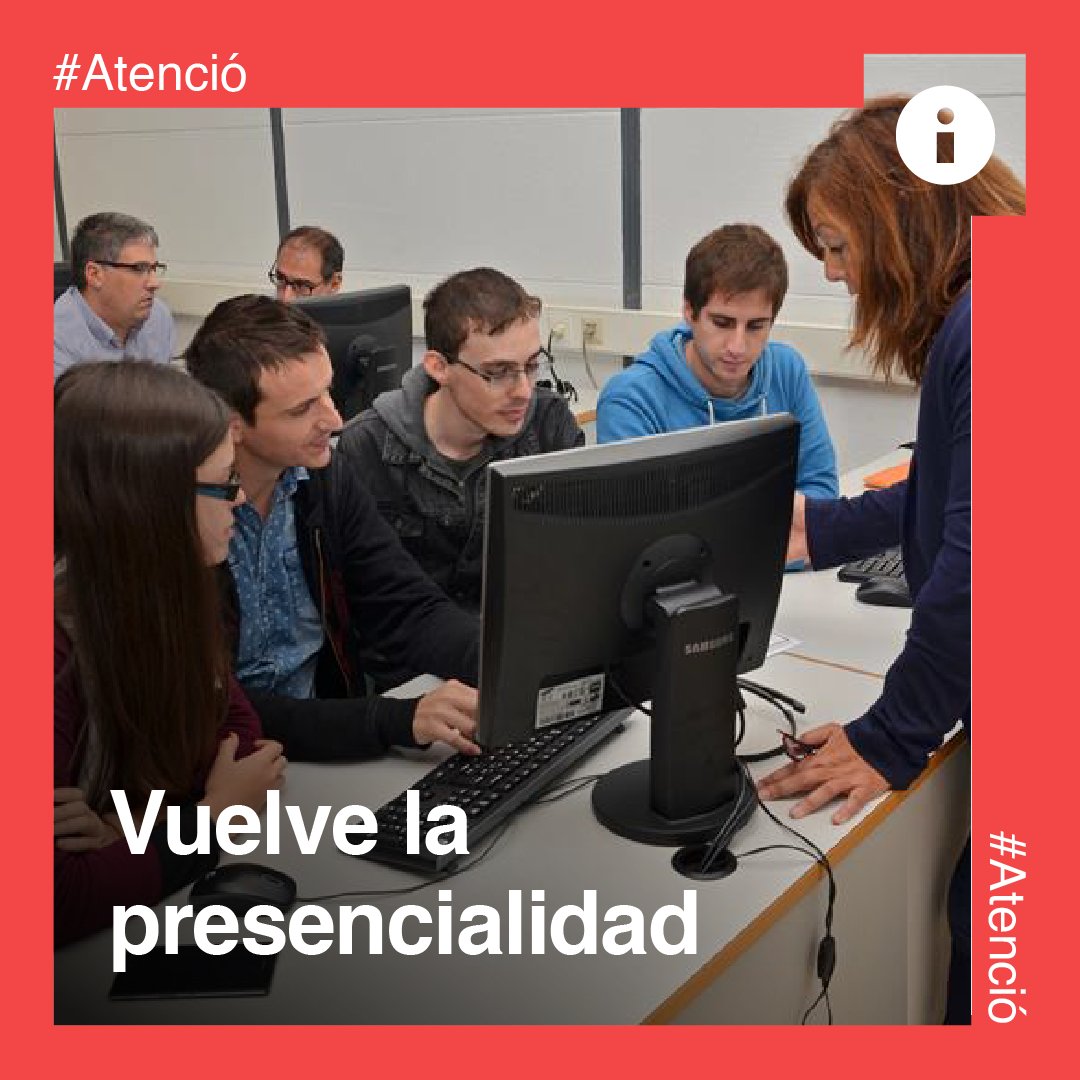 UPV's tweet image. ⚠ VUELTA A LA NORMALIDAD ⚠

📅 El miércoles 1/10 se restablece la normalidad en todos los campus de la @UPV.

👨‍🏫 💼 Se reanudan las clases presenciales en las aulas en los tres campus, así como la presencialidad laboral para todo el personal 

Info: upv.es/emergencia

👇