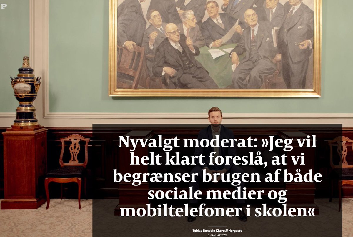 Tilbage i januar 2023 talte <a href="/RLundNielsen/">Rasmus Lund-Nielsen (M)</a> for første gang om et mobilforbud i folkeskolen.

Tesfaye og <a href="/Spolitik/">Socialdemokratiet</a> var ude og afvise dengang. Men efter noget fornuft, en  trivselskommission, og når man kan se, at ikke alle skoler er kommet med har man sammen med <a href="/venstredk/">Venstre</a>