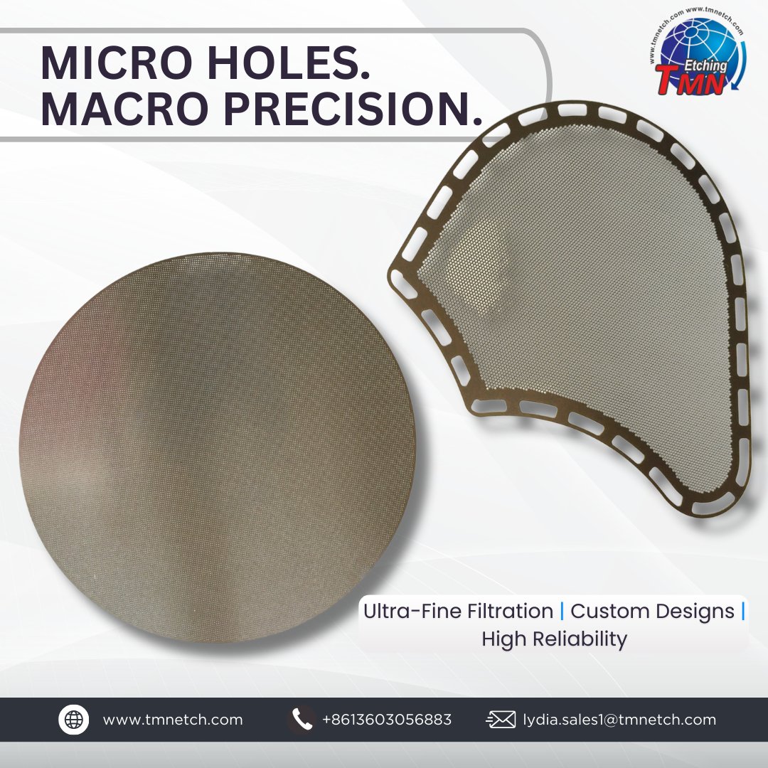 TMNphotoetching's tweet image. Micro Holes, Maximum Performance! ⚙️
TMNetch filters deliver ultra-fine precision, custom sizes &amp;amp; durable materials for aerospace, auto, medical &amp;amp; more.
👉 tmnetch.com/etched-product…

#tmnetch #microholefilters #precisionengineering