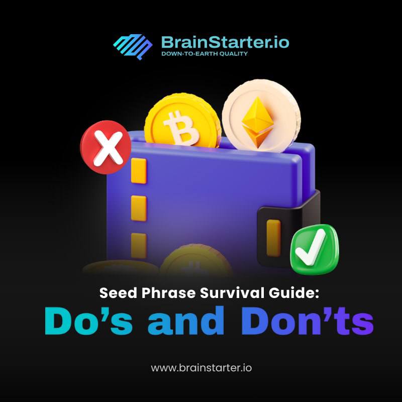 BrainStarterio's tweet photo. ℹ️ Seed Phrase Survival Guide: Do’s & Don’ts

Your seed phrase = your crypto life. Protect it. 🔒

✔️ Do:

– Write it on paper/metal
– Store offline in safe places
– Keep multiple backups

❌ Don’t:

– Screenshot it
– Save it to cloud/email
– Enter it on random sites

➡️ One mistake = total loss.

🔗 Learn more: https://t.co/eG3Z9we6rv