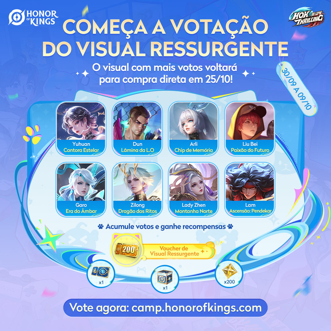 🕹 A votação para o retorno de visuais limitados começa hoje!
O visual com mais votos voltará à venda em 25/10!
CDKey de hoje: 2ESCZ1WMTA

Toque no link agora e vote no seu visual favorito 💓
tl.honorofkings.com/v2/tl/29134_1_…

#HonorofKings #HOK #retornodevisuais