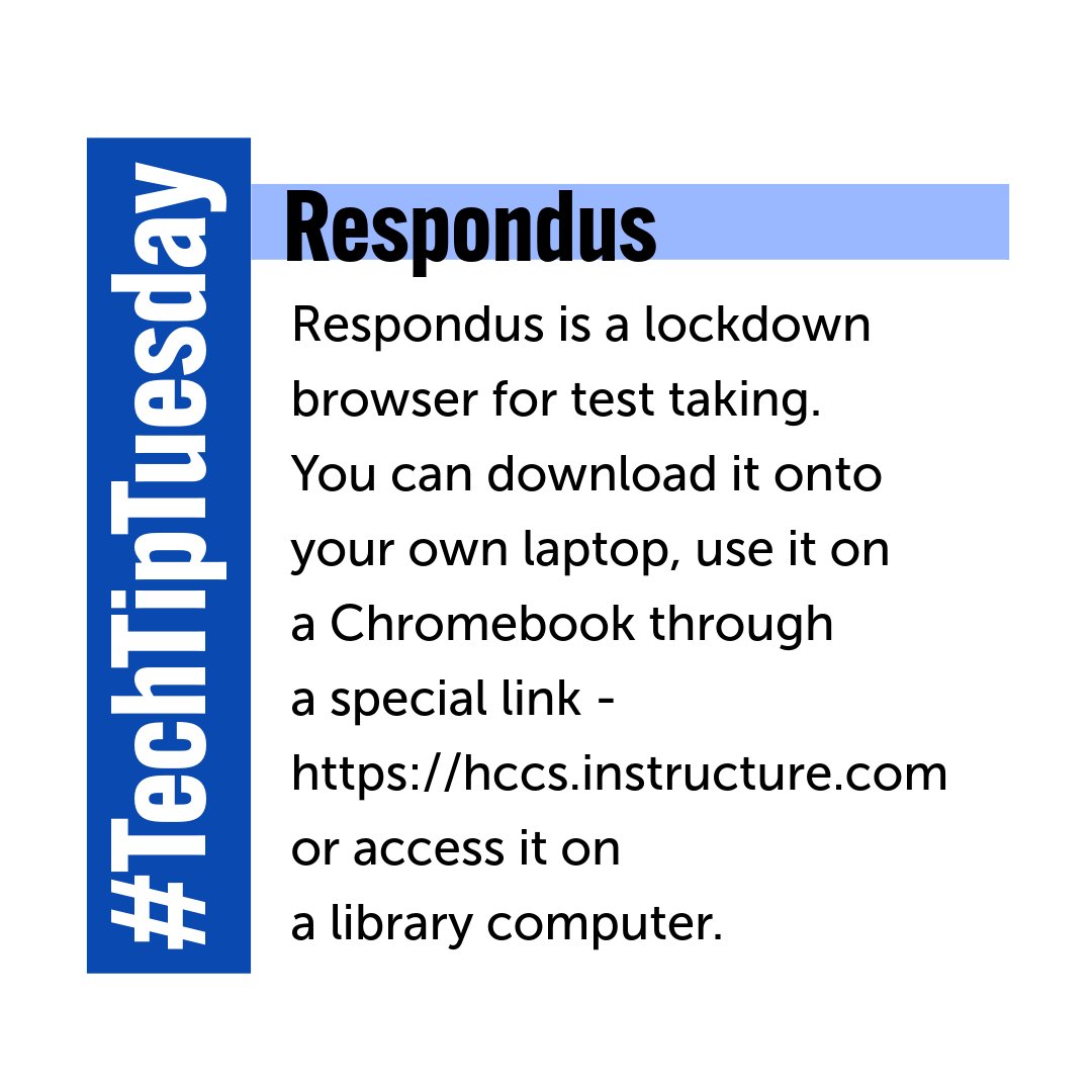 HCCLibraries's tweet image. If you&apos;re working on a Chromebook, make sure you use the link hccs.instructure.com to access Respondus. #TechTipTuesday