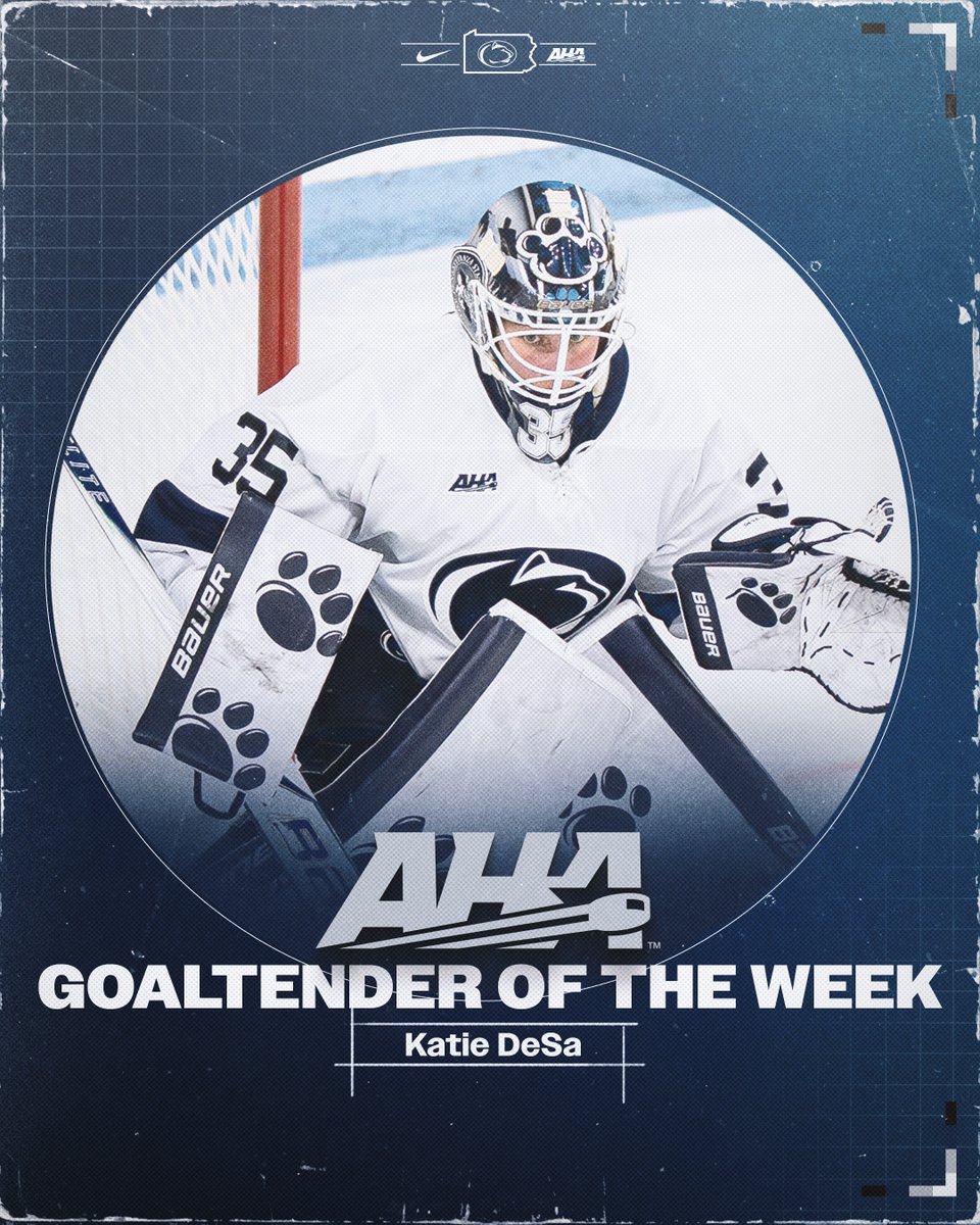 One week in, and one <a href="/Atlantic_Hockey/">Atlantic Hockey America</a> award for Katie!

🔵2 wins and a shutout🧱
⚪️36 saves🚫

🔗gopsu.us/4nWyYbe

#WeAre #HockeyValley