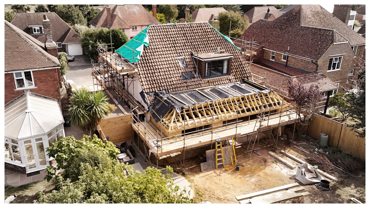 G3_Architecture's tweet photo. Our Seaford single storey rear extension is moving along nicely…The ground floor extension will create a large open plan kitchen/dining/garden room. The roof has been stripped and replaced at the front; the rear will be done as soon as the rear dormer has been extended. https://t.co/JRJG1ciHzW
