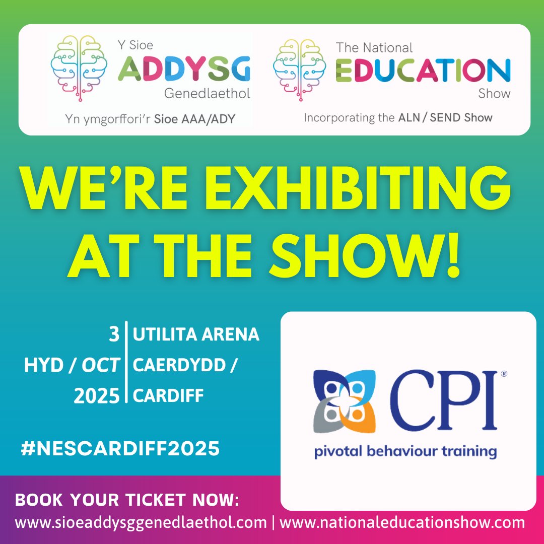 Join us at The National Education Show on Friday!

We’re proud to be attending &amp; even more excited that Maria Taylor will be delivering two seminars:

🔹 When do Restrictive Practices Become a Safeguarding Concern?
🔹 Behaviour as Communication

Programme: nationaleducationshow.com/cardiff-semina…