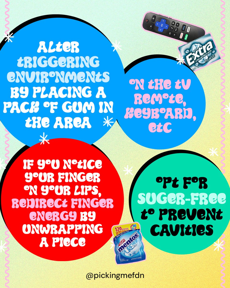 PickingMeFdn's tweet image. Do you struggle with lip picking?
In honor of #NationalChewingGumDay, we've compiled some quick tips on ways a strip of Bubblelicious (or your fav sugar-free brand) can help manage lip picking urges and triggers.
#PickingMe over #SkinPicking