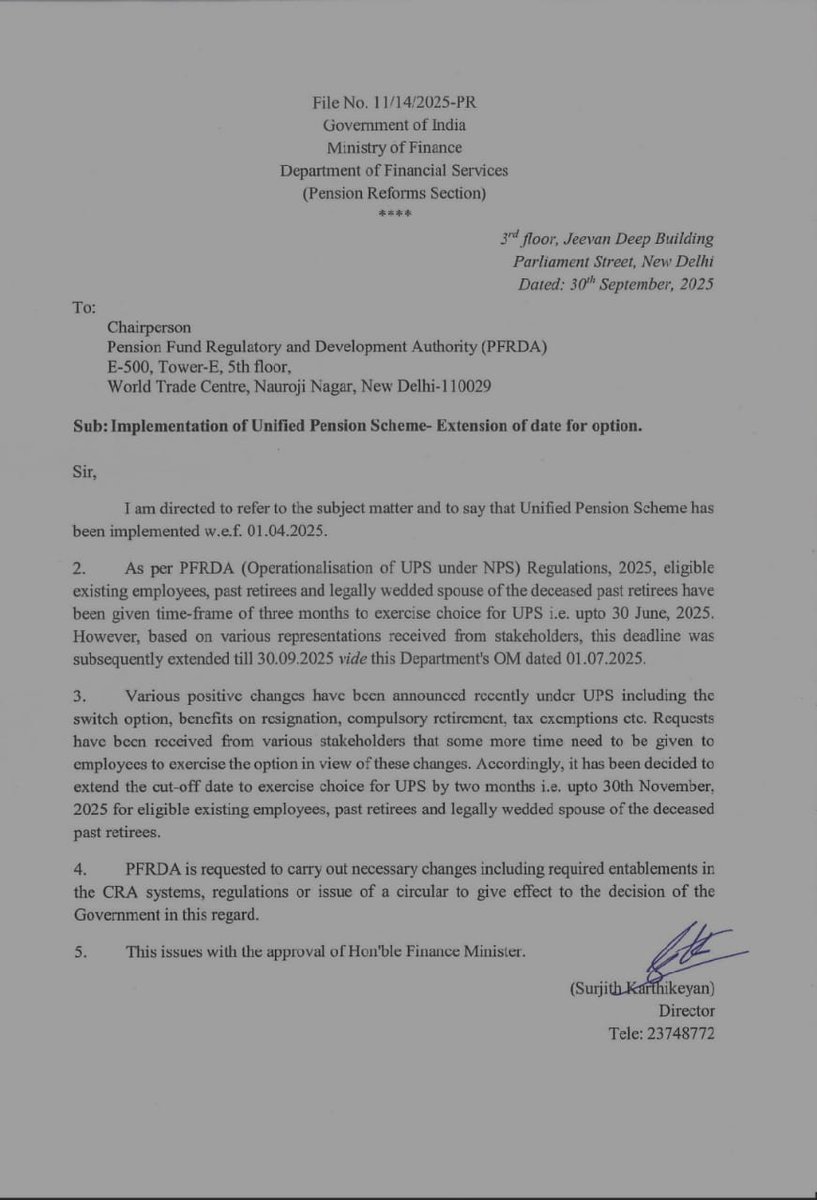 केंद्र सरकार #UPS लेने के लिए लगातार समय सीमा बढ़ाती जा रही है ,अब समय सीमा हुई 30 नवंबर, लेकिन कर्मचारी भी लगातार #ops पर अडिग है, सभी साथ रहो #ops जरूर लागू होगी