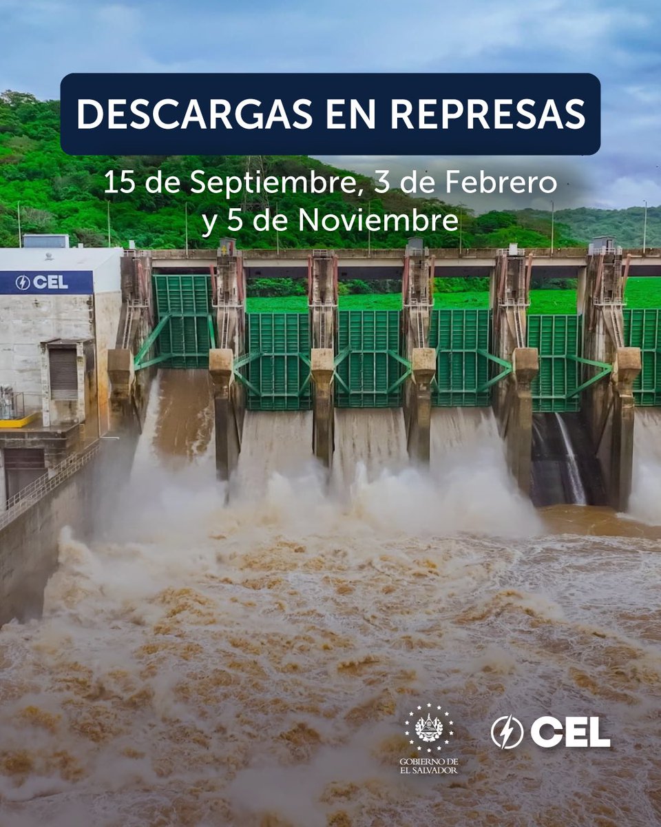 🚨 ¡ATENCIÓN! 🚨

Informamos que en la Central Hidroeléctrica 15 de Septiembre estamos realizando descargas de agua por vertedero de 2,500 m³ por segundo.

Como medida preventiva, hemos activado el Sistema de Alerta Temprana (SAT) con las comunidades de Jiquilisco y Tecoluca, en