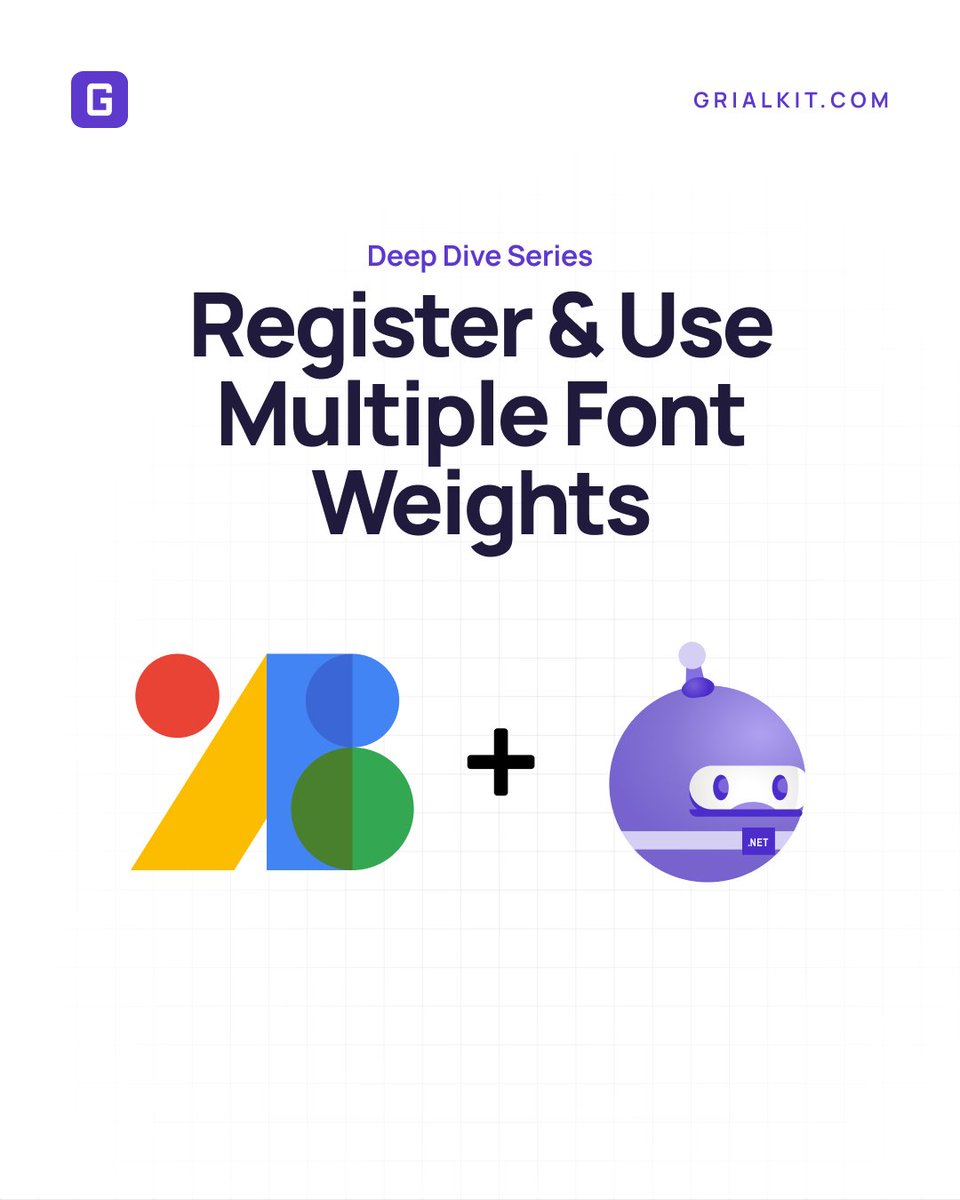 Grialkit's tweet image. Part 3 is live: Multiple font weights in .NET MAUI 💪

Read the full blog:
grialkit.com/blog/deep-dive…

#dotnetmaui #xaml #googlefonts #grialkit