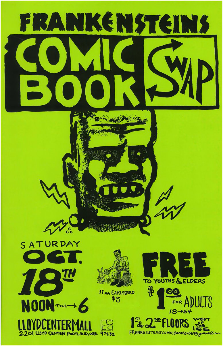 We're baaaaaack! That's right, October 18th, noon to 6 at the Lloyd Center Mall. Over 120 tables of pure #comics awesomeness! $1 for adults, 18 - 64 years of age. And free to kids and elders! $5 if you want the earlybird entrance to boot. Tell your friends! Tell your monsters!