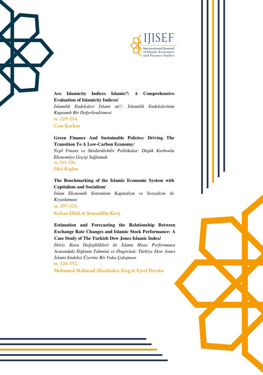 My new article is out in the International Journal of Islamic Economics and Finance Studies (v11 n2): “Are Islamicity Indices Islamic?: A Comprehensive Evaluation of Islamicity Indices”

For article:
🔗 dergipark.org.tr/en/download/ar…