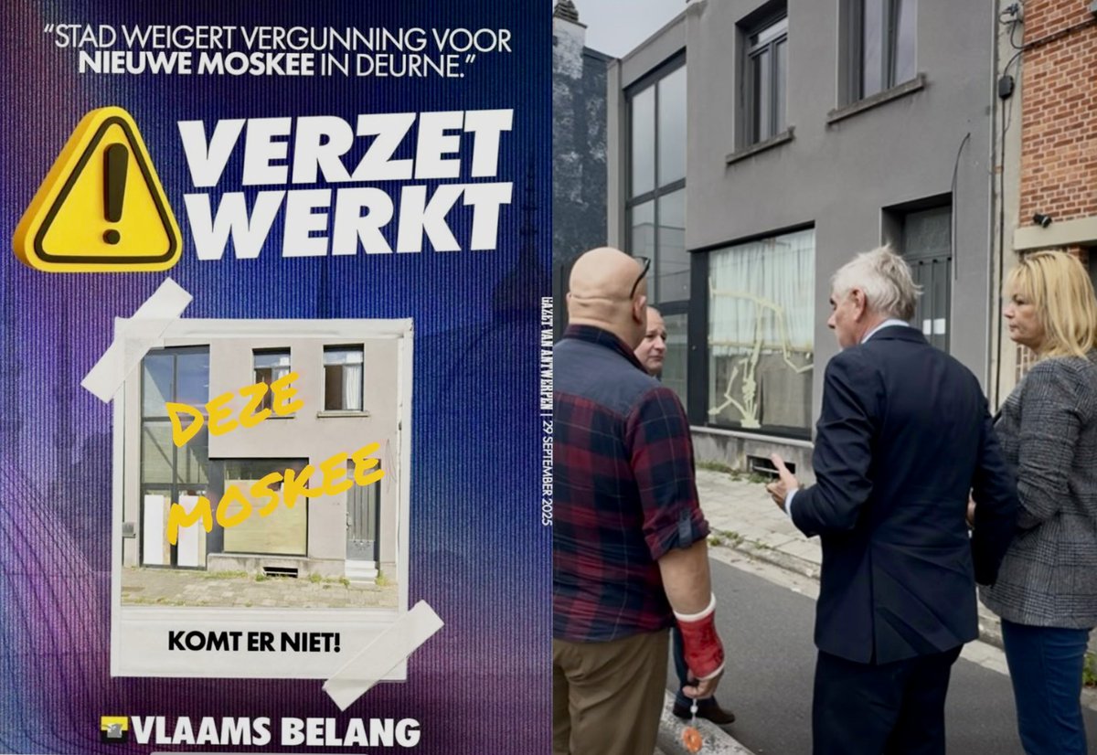 Anke_Vlbelang's tweet photo. De geplande moskee 🕌 op de grens tussen #Deurne en #Berchem komt er niet na protest en acties van @vlbelang! Vorige week was ik samen met @FDW_VB en @WilliamVanKerc1 ter plaatse om te spreken met de buurtbewoners. Verzet werkt en oppositie loont! @vbantwerpen https://t.co/ssOLgbANUn