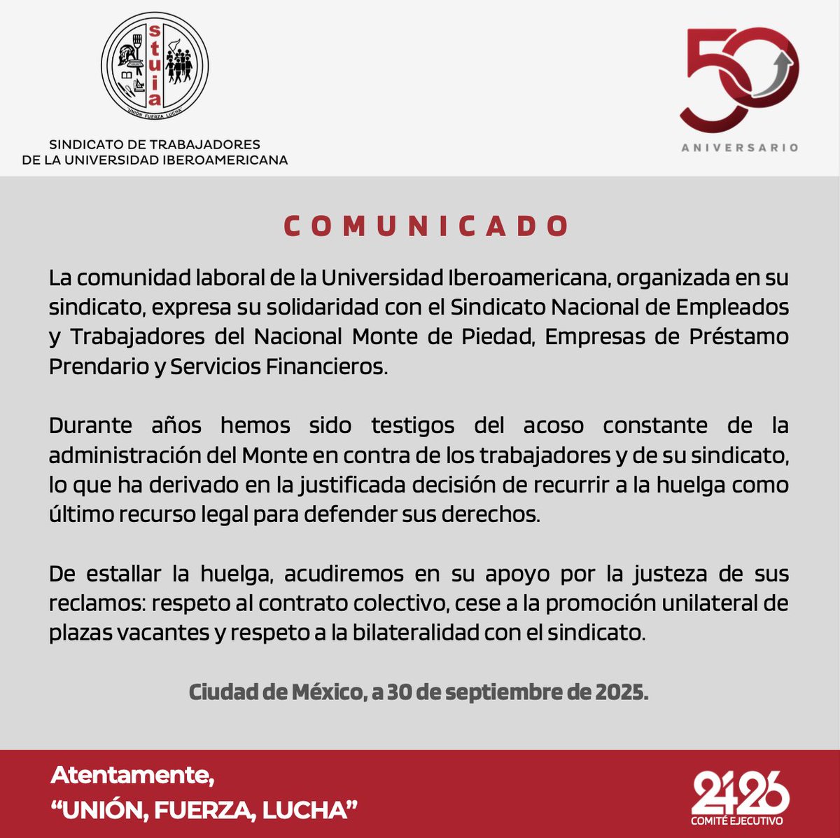 Stuia - Sindicato de la Ibero tweet media
