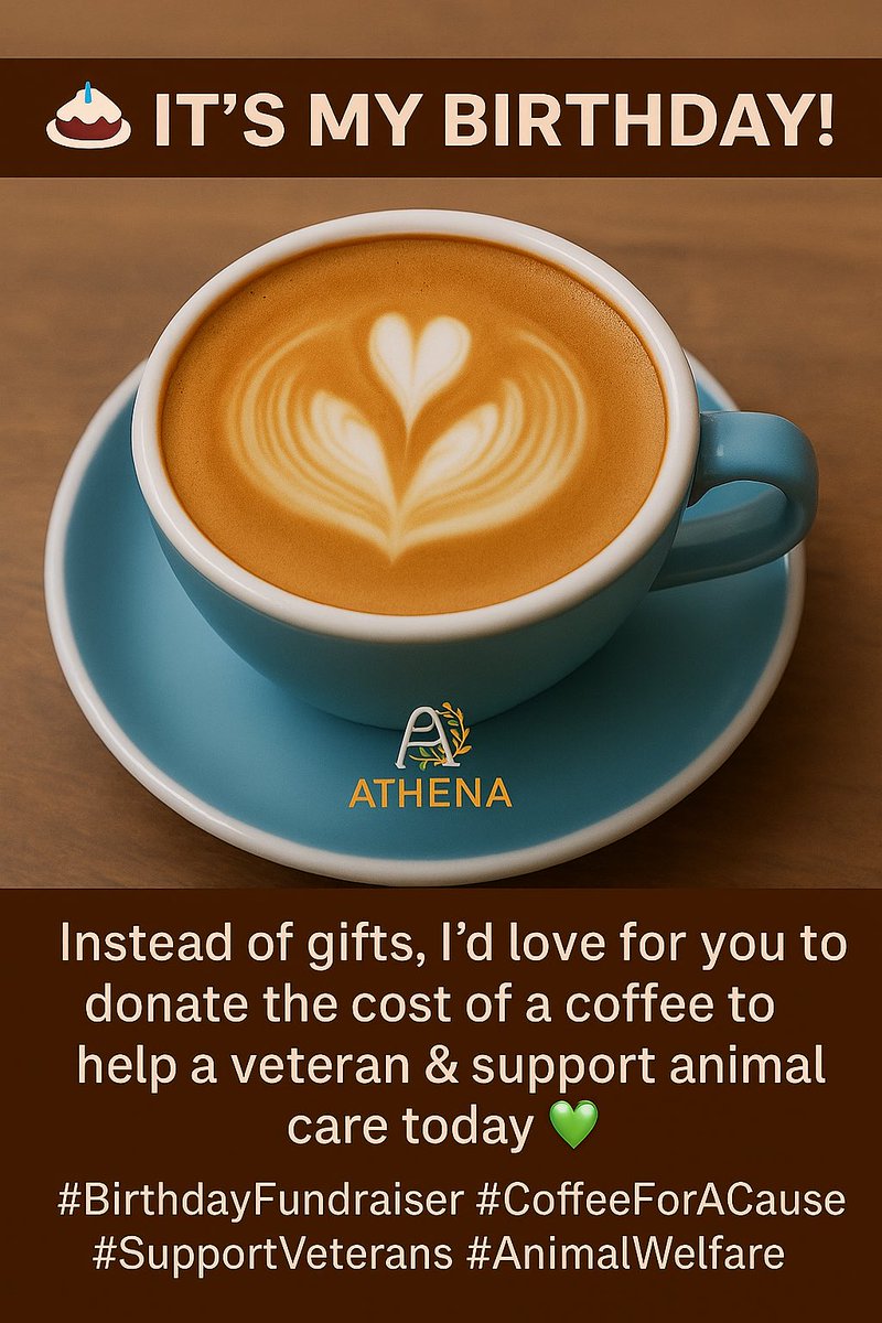 AthenaHerd's tweet photo. Please share this BIG birthday far and wide to support veterans  💕🙏

https://t.co/Y1ga7zRsMx
#VeteranFundraiser #coffeeforacause #animalassistedservices #equineassistedservices #birthdayfundraiser https://t.co/QfnRQN50a2