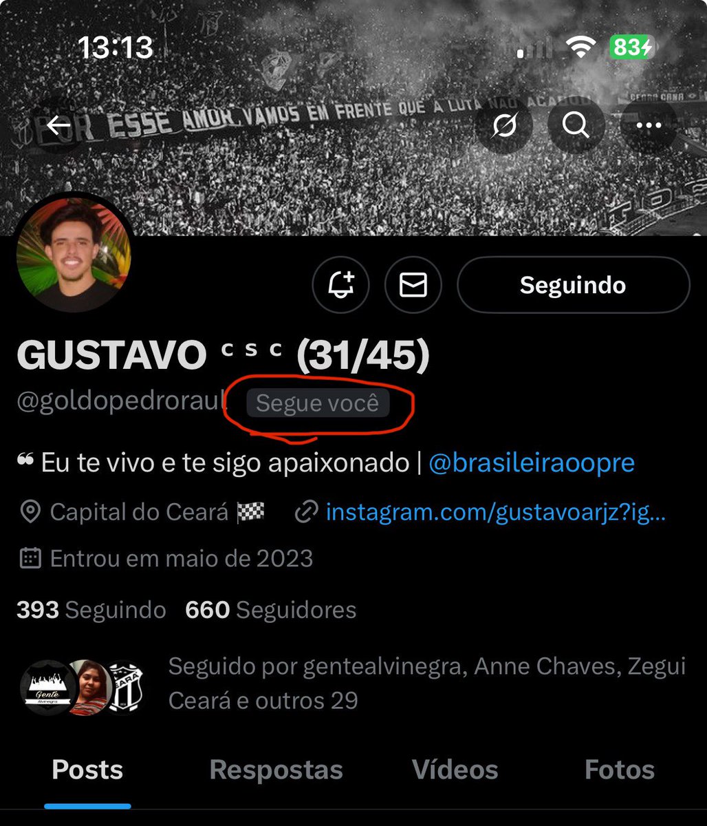 Cara, isso me destruiu...

Acabei de descobrir q ele me seguia. E eu não tive a chance de trocar ideia, seguir de volta, conhecê-lo.

Que merda. Que tristeza.

Vá em paz, irmão

Desculpa não ter percebido antes