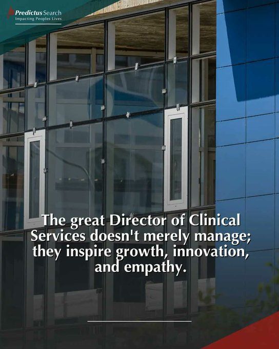 pred_search's tweet photo. The great Director of Clinical Services doesn't merely manage; they inspire growth, innovation, and empathy. 🩺🥼#HealthcareHeroes #PatientCare #MedicalInnovation #ExecutiveRecruitment #PredictusSearch https://t.co/oSFohi3VFh