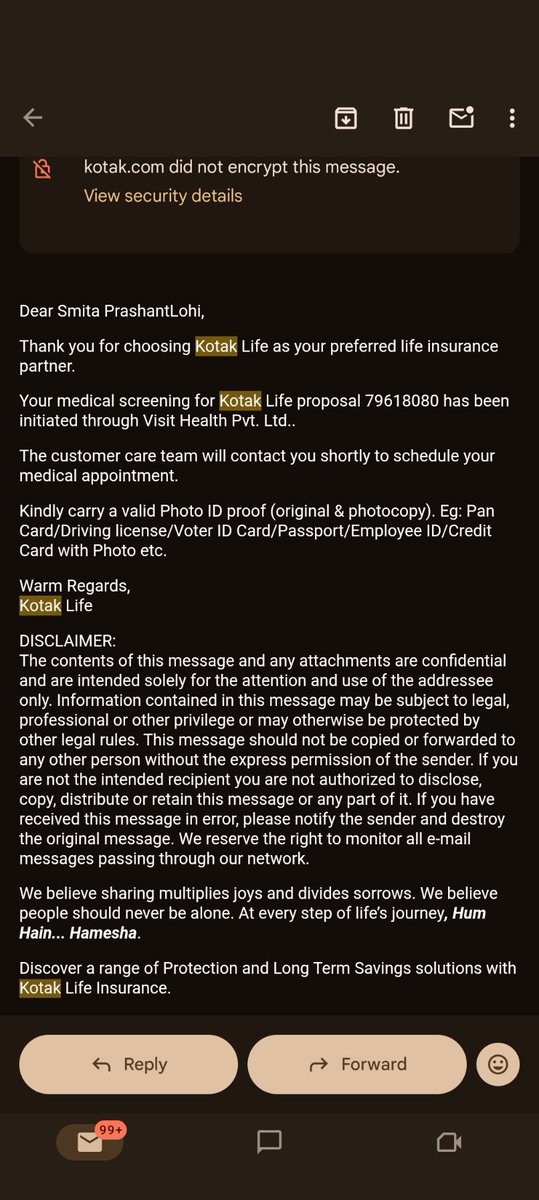 smitha_lohi's tweet photo. @Kotak_Life  I have not shown any interest in your policy. Not sure who is responsible for this. But I am getting emails after emails on policy which I have not taken. @KotakCares https://t.co/oSydh2oJy1