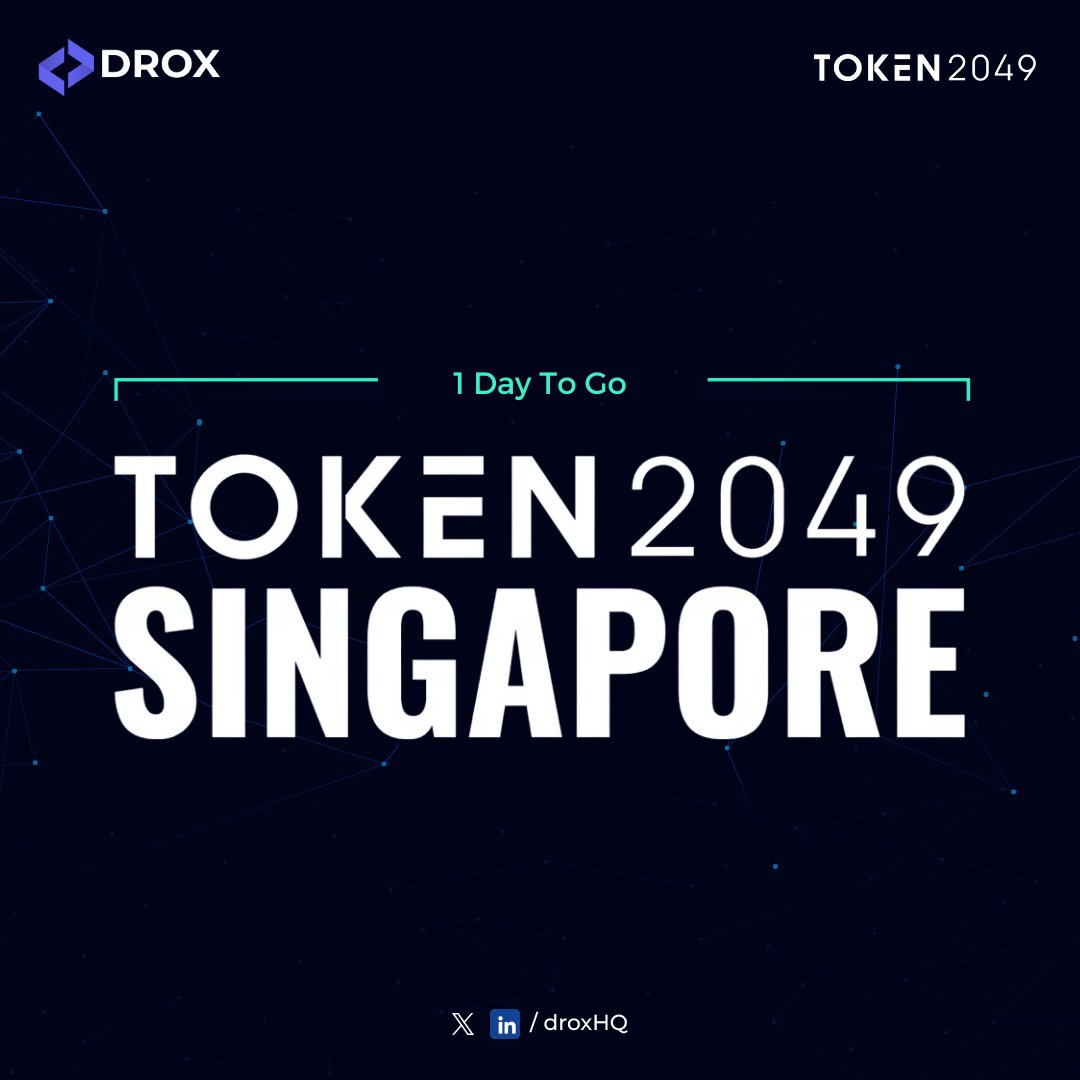 droxHQ's tweet photo. Catch DROX live at @token2049 tomorrow🌐

Let's connect IRL🤝
https://t.co/QwbeMeyvXj https://t.co/FNgDkTh5wz