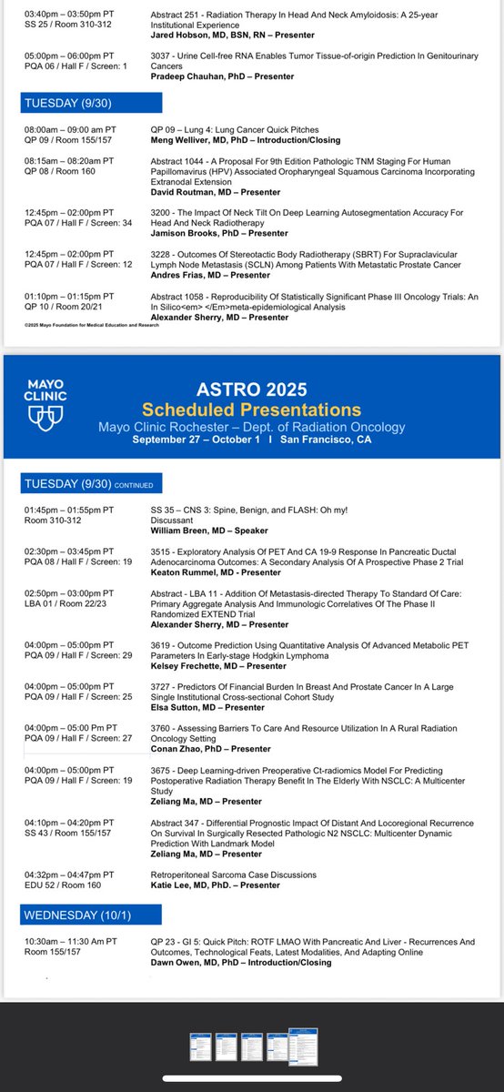 MayoRadOnc's tweet image. Come check out all the cool work our residents and new faculty (just to mention a few!) are doing today!