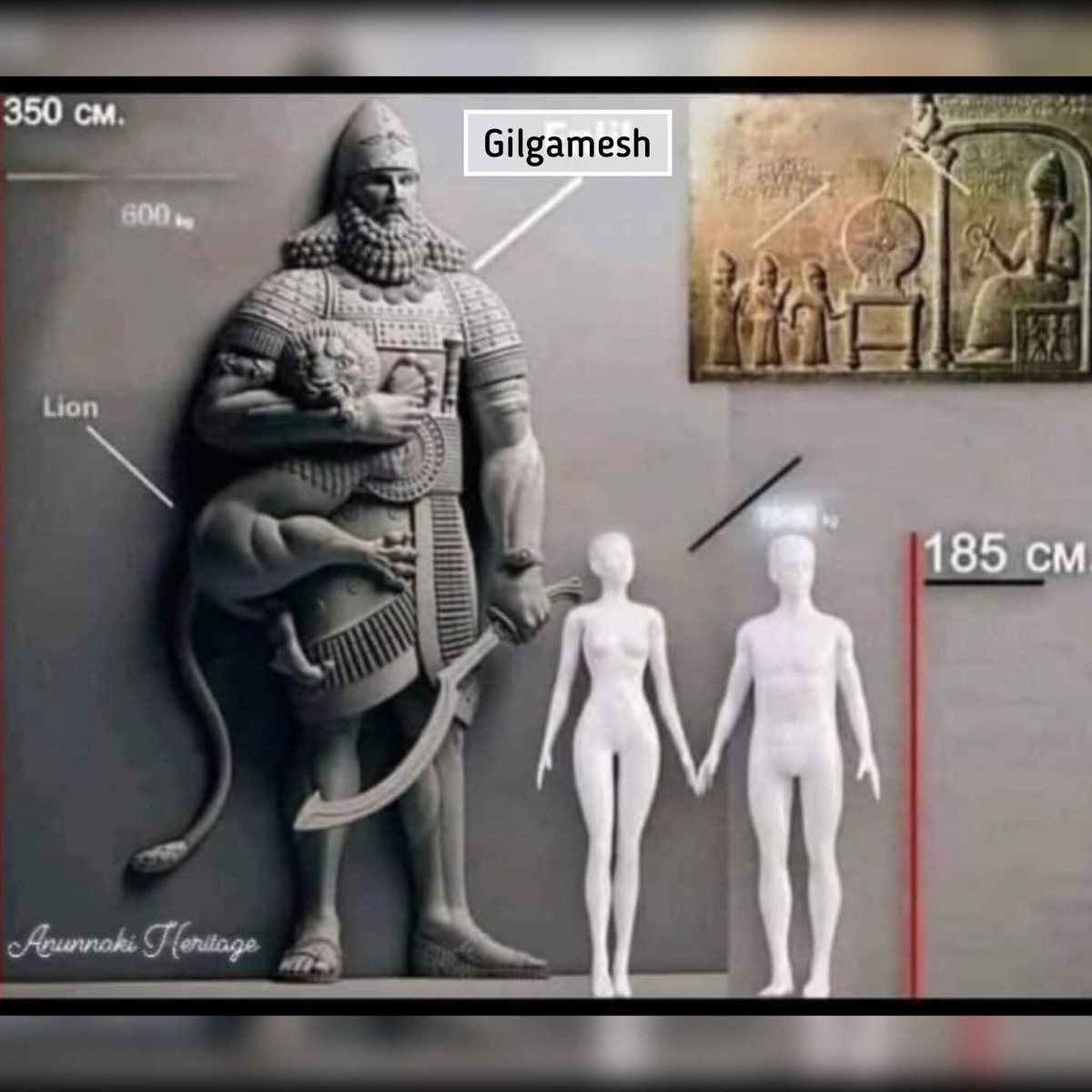 Gilgamesh was said to be a giant. Here’s his size compared to us humans.