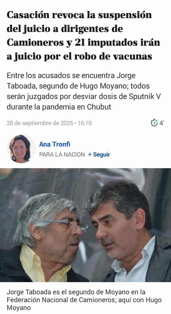 Casación revoca la suspensión del Juicio a dirigentes de Camioneros y 21 imputados IRÁN a JUICIO por el ROBO de vacunas.
#VacunatorioVip recuerdan?