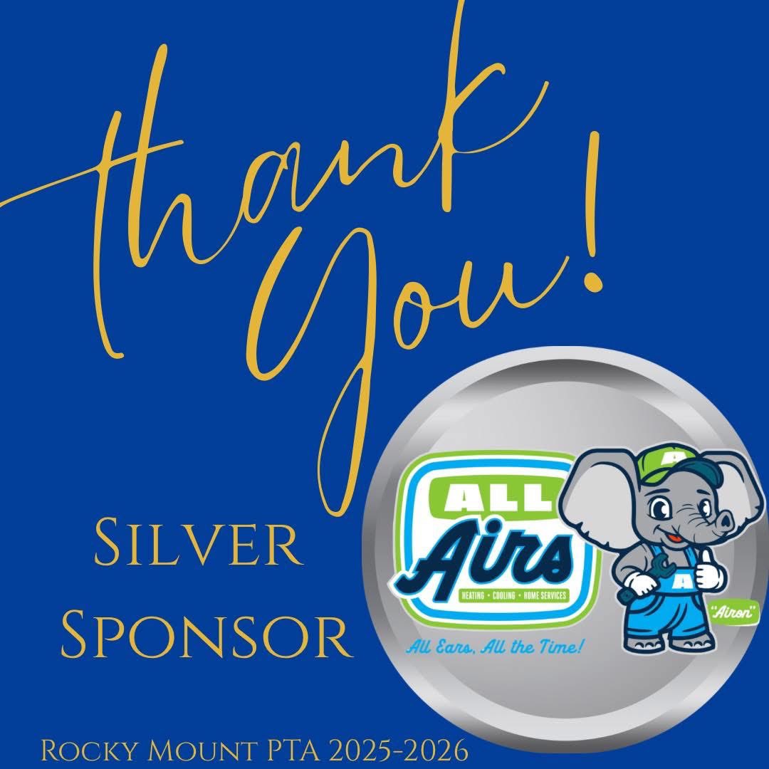RockyMountPTA's tweet photo. Thank you to PTA’s newest sponsor All Airs Heating, Cooling, and Home Services! https://t.co/EnAbB3sNJY
