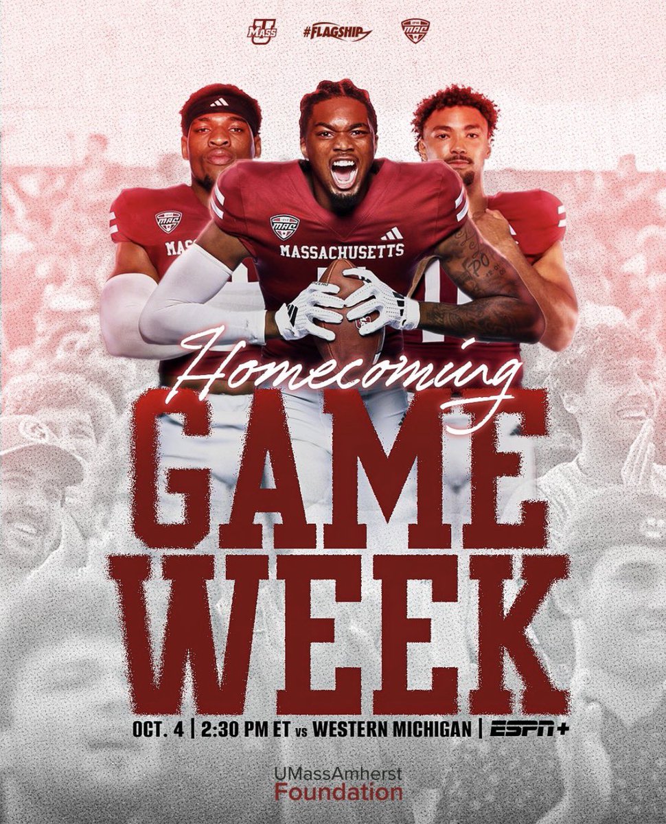 I will be up at <a href="/UMassFootball/">UMass Football</a> this week to watch there homecoming game. Can’t wait to get up to campus!!!
<a href="/CoachMartinESA/">Coach Martin</a> 
<a href="/Watson_718/">William Watson</a> 
<a href="/SpringfieldCHS/">Central High School</a> 
<a href="/CentralFB413/">Springfield Central Football</a>