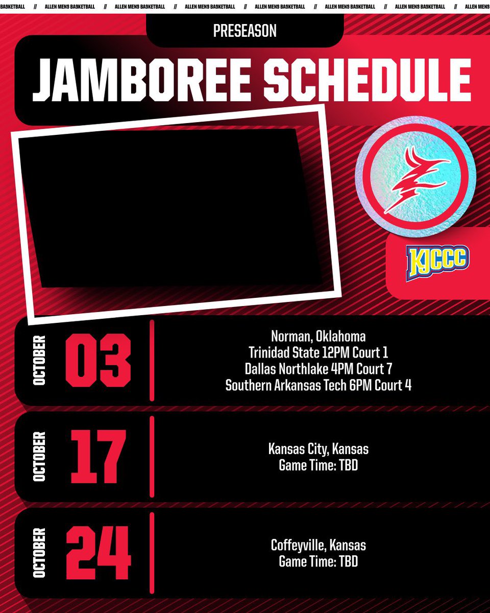 Allen CC Men’s Basketball (@allenccmbb) on Twitter photo Jamboree Schedule 2025‼️ Lots of sleepers on this team!
Size ✅
Skill ✅
Athleticism ✅
Great Students ✅
Character ✅
<a href="/Coach_Nee/">Patrick Nee</a>
<a href="/thatboytyre10/">Tyre Pinder</a> Jamboree Schedule 2025‼️ Lots of sleepers on this team!
Size ✅
Skill ✅
Athleticism ✅
Great Students ✅
Character ✅
<a href="/Coach_Nee/">Patrick Nee</a>
<a href="/thatboytyre10/">Tyre Pinder</a>