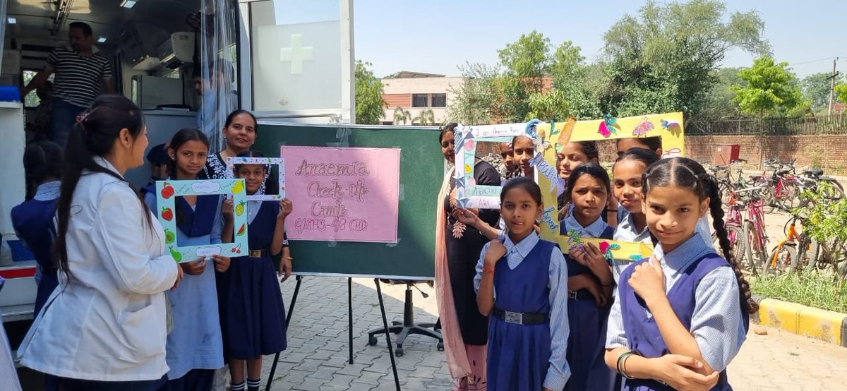 Anemia Camp was organized today at GMHS 48D for adolescent girls . 🩸💊 The initiative aimed at spreading awareness &amp; promoting health among students.
 #PoshanMaah #HealthAwareness"