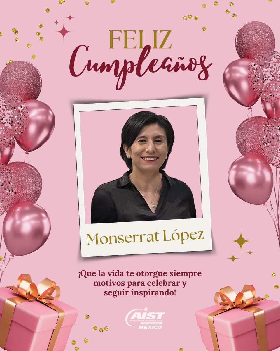 ¡Feliz cumpleaños Dra. Monse López!💖🎉

Agradecemos su gran compromiso y dedicación como Vicepresidenta de la AIST México y Adviser del Capítulo del ITM, así como su esfuerzo de motivar a otros a ser parte de la industria del acero.💪🏼⚙️🩶

#aistmx #vicepresidenta #birthday