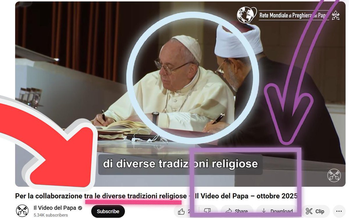 👹 “Noi credenti di diverse tradizioni religiose”: nuovo messaggio turbo-ecumenista di Leone XIV (con Francesco in video alla firma di Abu Dhabi) 👉 radiospada.org/2025/09/noi-cr…