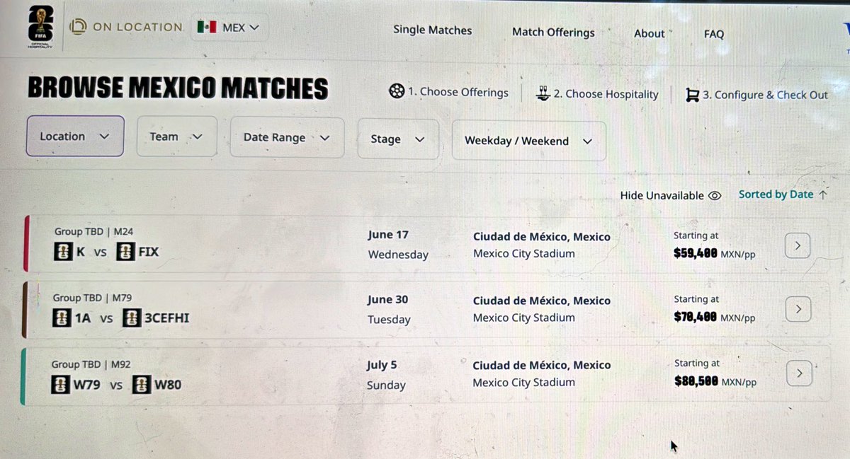 memnoch101's tweet photo. Ya vieron los precios para los partidos en CDMX del mundial??? $59,400 el más barato 🥲 https://t.co/jaNrd43YP1