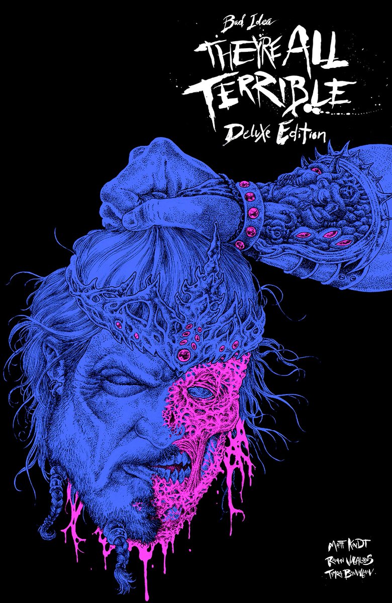 THEY'RE ALL TERRIBLE #1-2 Deluxe Edition hits stores tomorrow!

New York Times best-selling writer Matt Kindt (BRZRKR) and powerhouse artist Ramon Villalobos (X-MEN: E IS FOR EXTINCTION) combine their powers to deliver an ultra-violent, bloodthirsty sword and sorcery saga for the