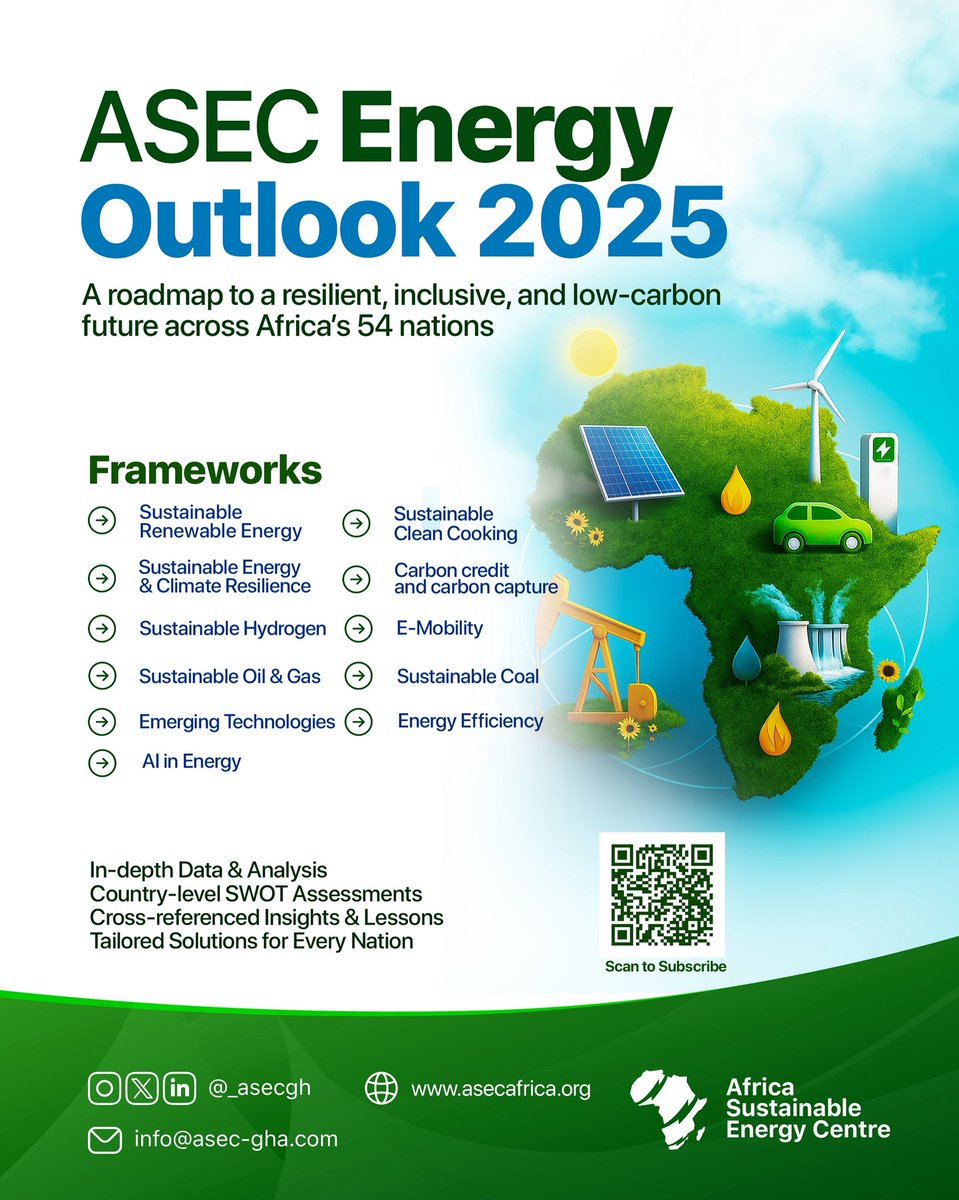 _asecgh's tweet image. 🚨Introducing ASEC Energy Outlook🚨

A roadmap to a resilient, inclusive, and low-carbon future across Africa’s 54 nations.

📩Subscribe and be part of the transition: asecafrica.org/asec-energy-ou…

#ASEC #ASECEnergyOutlook #Africa #Energy #EnergyPolicy