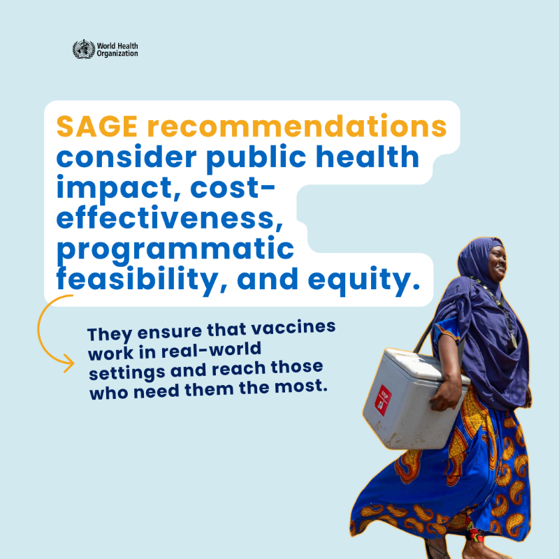 WHO's tweet photo. Did you know that since 1999 an independent group of global experts called the Strategic Advisory Group of Experts on Immunization (SAGE) has been providing WHO evidence-based recommendations on #vaccines?