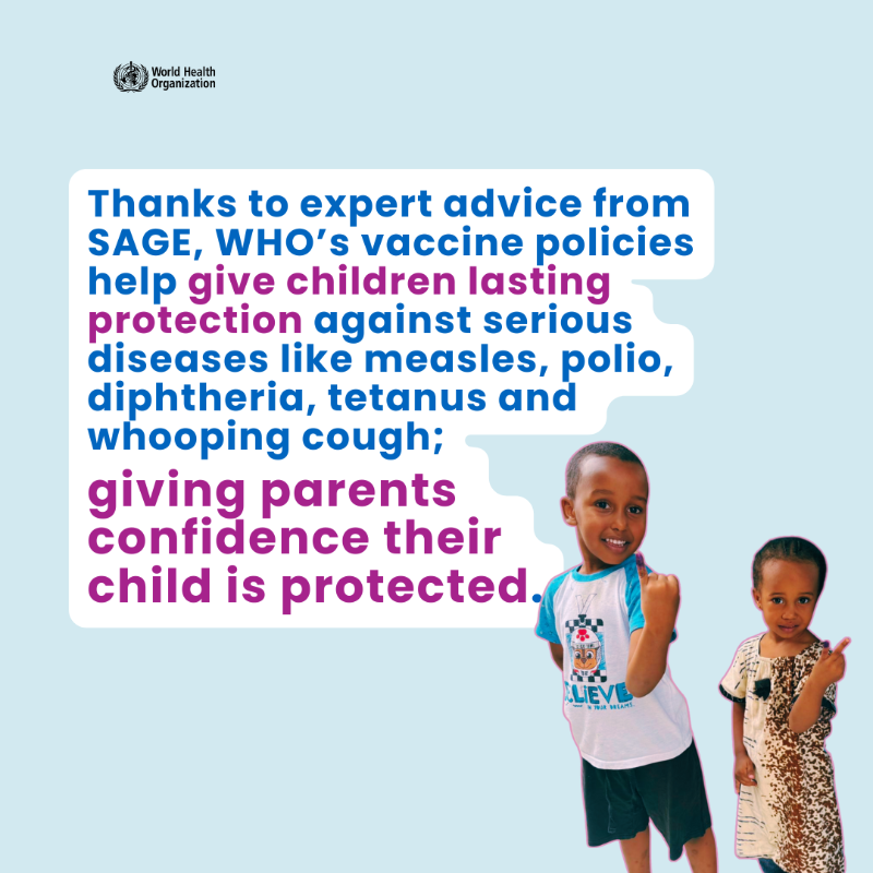 WHO's tweet photo. Did you know that since 1999 an independent group of global experts called the Strategic Advisory Group of Experts on Immunization (SAGE) has been providing WHO evidence-based recommendations on #vaccines?